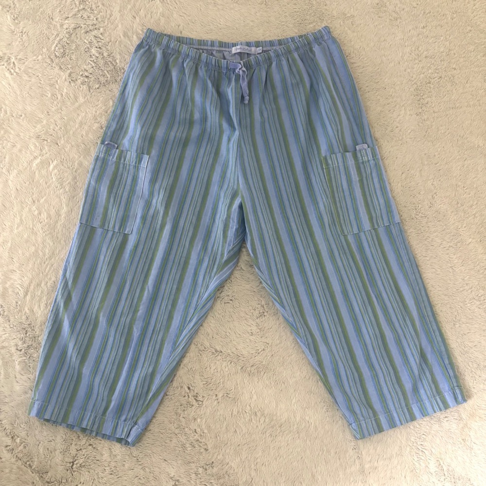 Fresh Produce Cabana Stripe Sheeting Cargo Crop Pants Women 1X Lounge Beach
